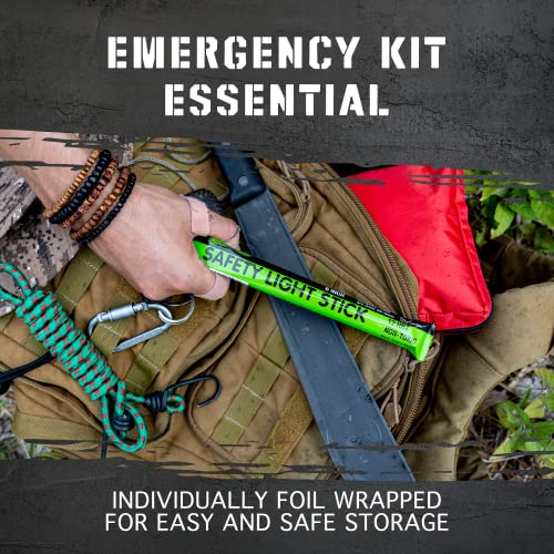 Green Emergency Glow Sticks 12 Hour Duration - 100 Pack, Industrial Grade Survival Lights for Camping, Power Outages, and Safety - Variation: Green