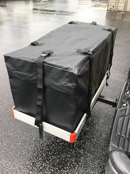 MaxxHaul 50912 Soft Shell Cargo Carrier Bag for Hitch Mount Cargo Rack - Heavy Duty and Water Resistant 47 inch x 20 inch x 20 inch Black with Tie Down Straps