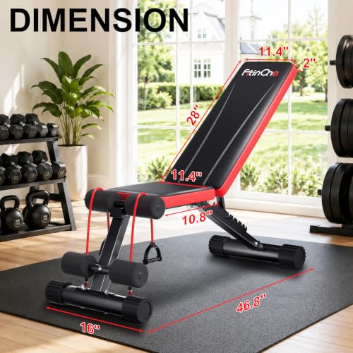 Adjustable Folding Weight Bench for Home Gym - Black-Red, 660 lbs Capacity, Multi-Functional Workout Bench