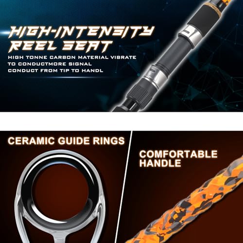 Sougayilang 10ft Orange Surf Fishing Rod Combo 3-Piece Medium/Heavy with 4000/5000 Reel
