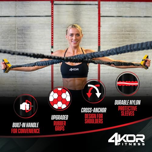 4KOR Gray Cross Anchor Shoulder Resistance Bands System - 3 Levels, Handles, Guide