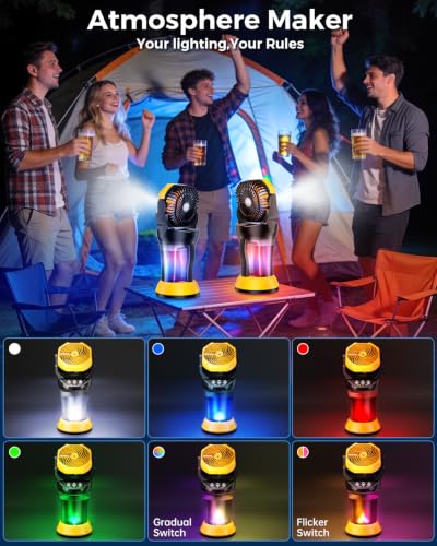 Ocikry Yellow Portable Outdoor Misting Fan with Remote & 2L Tank, 4 Mist Modes, 30000mAh Battery