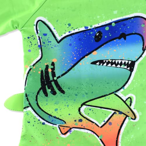 Kids Short Sleeve Rash Guard Swimwear Set - Dinosaur Pattern, 6-7 Years, Shark Color
