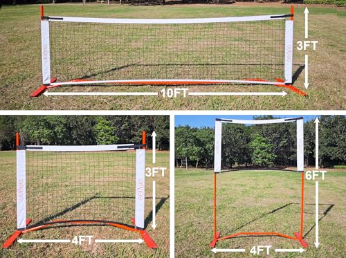 Portable Pickleball Net Set 4FT/10FT Adjustable Rebounder with Paddles - Outdoor Sports Equipment