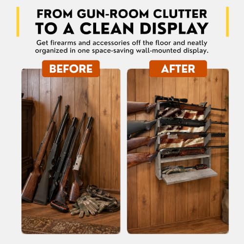 Barn Wood Red White Blue Wall Gun Rack - Space-Saving Storage for Firearms