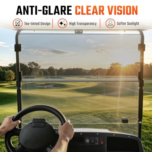 Golf Cart Windshield Kit - Fold Down, Anti-UV, Tinted for EZGO TXT 1995-2013