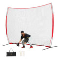 VEVOR 12x9 Ft Red Multi-Sport Barricade Backstop Net with Carry Bag