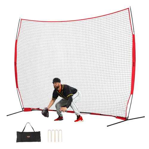 VEVOR 12x9 Ft Red Multi-Sport Barricade Backstop Net with Carry Bag