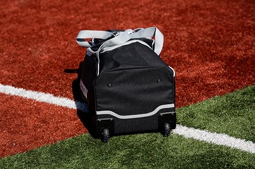Baseball & Softball Equipment Bag with Wheels - Black & White, 38-Inch Capacity