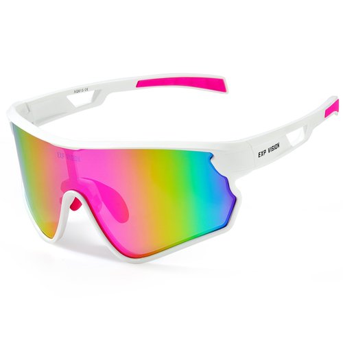 EXP VISION Cycling Goggles Polarized Sports Sunglasses, Baseball Softball Sunglasses UV 400 Riding Glasses for Running, Biking, Fishing (Pink)