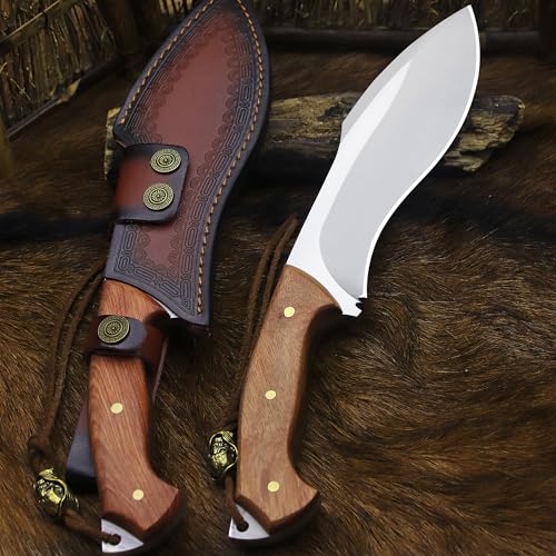 BA-KOR Survivor III Fixed Blade Knife BA-K0c 10mm Thick Steel with Leather Sheath, Outdoor Hunting & Camping Tool