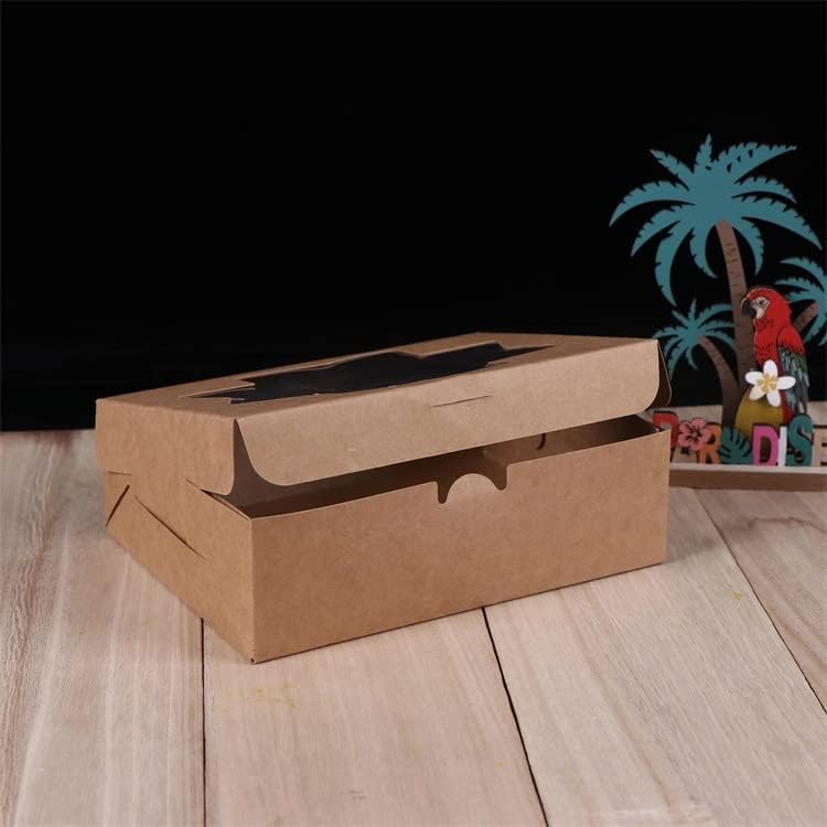 Wei Long 20-Piece Cookie Boxes - 8x6x2.5 Inches | Stylish Window Bakery Treat Boxes for Muffins & Donuts