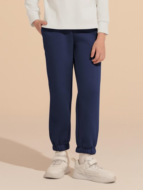 Haloumoning Boys Fleece Sweatpants Kids Elastic Waist Casual Joggers Active Athletic Pants with Pockets 5-14Y Navy