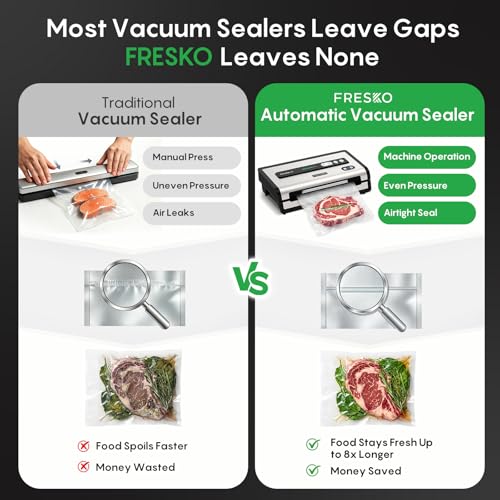 FRESKO Automatic Food Vacuum Sealer - Silver, Fast Seal for Bulk & Meal Prep