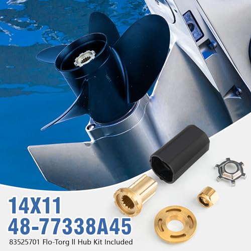 Qiclear 14x11 Boat Propeller for Mercury 40-140HP Outboard Engines - Aluminum, 3 Blades