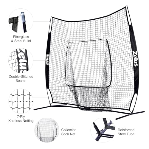 7x7ft Baseball Net with Adjustable Batting Tee, Practice Balls & Carry Bag
