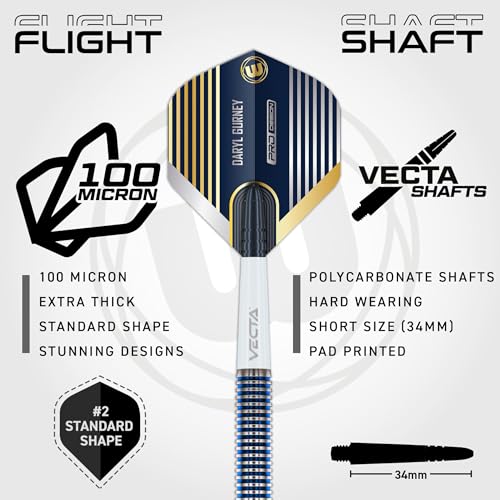 Winmau Daryl Gurney SC 1.0 23g Tungsten Steel Tip Darts Set with Flights & Shafts