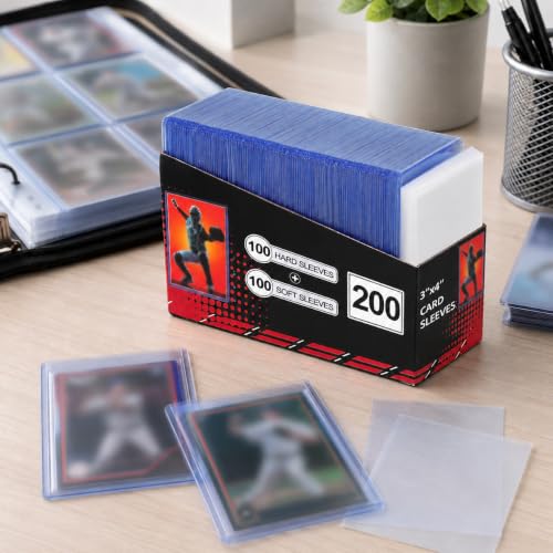 2000 Card Sleeves Set - 1000 Hard Plastic & 1000 Soft Sleeves for Trading Cards - 3x4 Inch Blue Variation of THIS listing