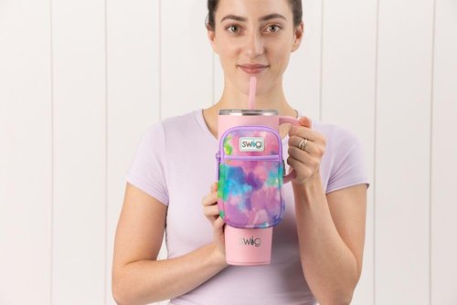 Swig Life Mega Mug Pouch, Water Bottle Bag with Adjustable Strap, Water Bottle Fanny Pack with Zippered Phone Pocket, Tumbler Accessories (Under The Sea)