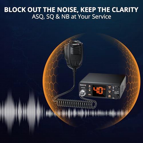 Radioddity CB-606 Pro Mobile CB Radio with FM/AM/PA, 40 Channels, 2.2" LCD