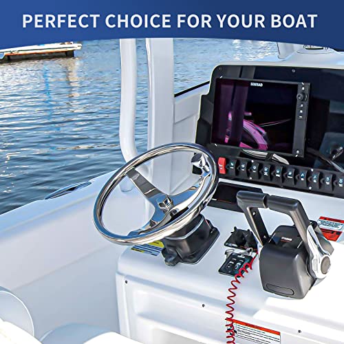 Marine Stainless Steel Boat Steering Wheel 13.5 Inch with 3 Spokes & Nut - SeaStar & Verado Compatible