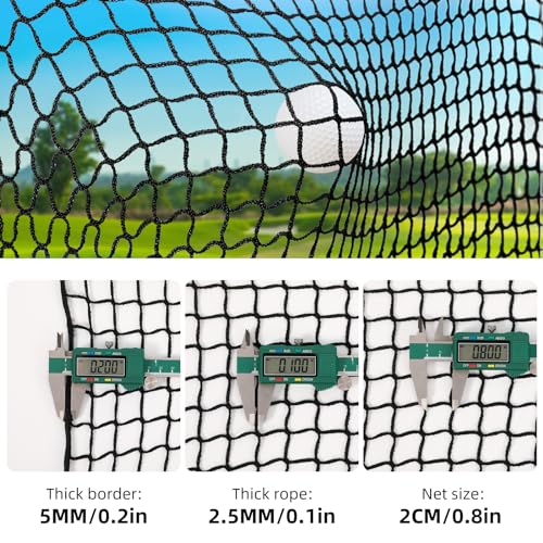 10x10x10ft Golf Practice Net with 12 Spring Snaps & 4 Carabiners - Heavy Duty Sports Barrier Netting for Indoor Outdoor Use