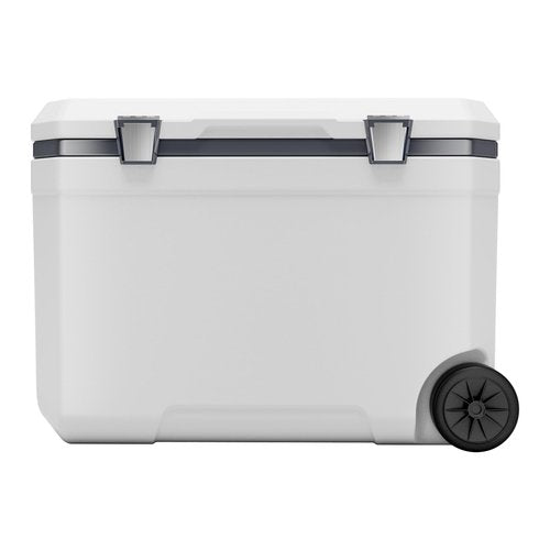VEVOR Portable Cooler, 45 QT Wheeled Camping Cooler with Ice Retention, Heavy-Duty Handles and Cup Holder, Lightweight Rigid Material Insulated Portable Design, for Family Picnics and Long Trips