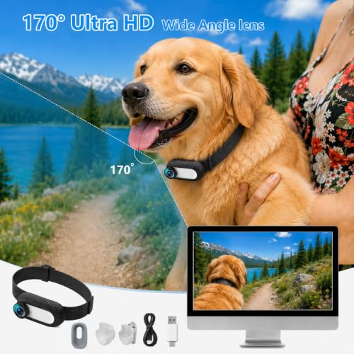 Mini HD 1080P Pet Collar Camera with Video Recording, Wide-Angle Lens, 170° Field of View