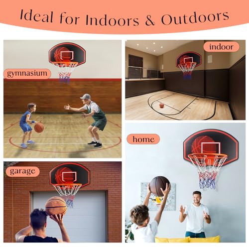 GOSR Large Wall Mounted Basketball Hoop 36x24 Backboard for Indoor Outdoor Play