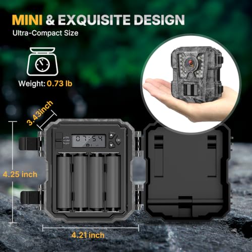 Mini Trail Camera 36MP 2K HD Night Vision Wildlife Monitoring Gray