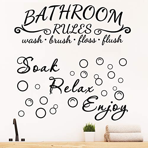 Bathroom Wall Decals Stickers - Black Quote Set for Interior Decor