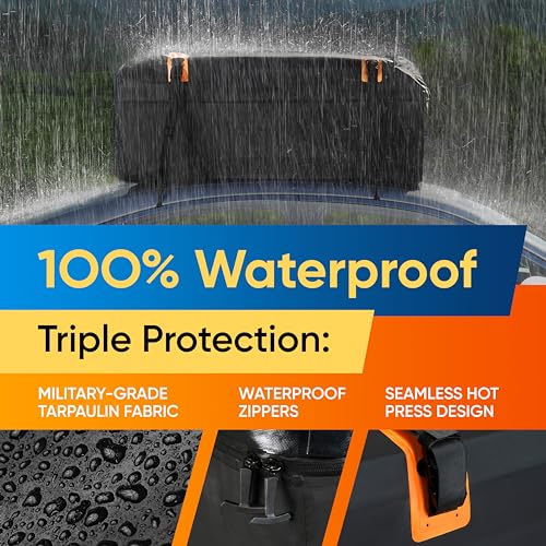 Car Roof Bag 19 Cubic Ft Waterproof Cargo Carrier with Anti-Slip Mat & Hooks - Variation 540 L