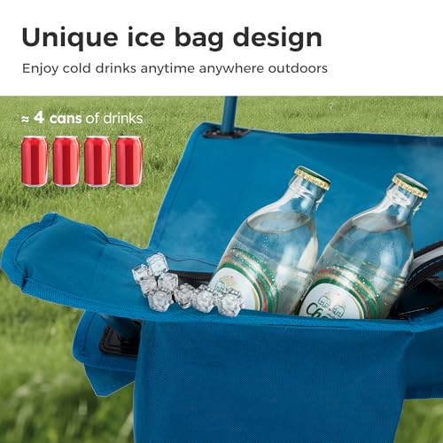 Let's Camp Blue Folding Camping Chair with Cooler Bag - 2 Pack