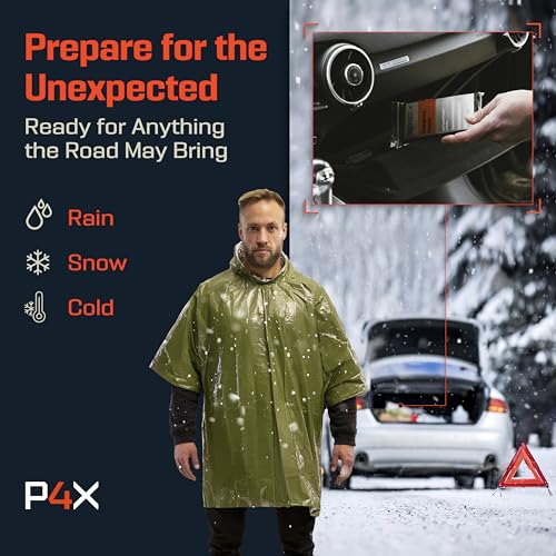 Emergency Mylar Poncho with Hood - Lightweight Waterproof Survival Rain Gear