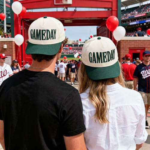 Vintage Embroidered Football Gameday Hat - Dark Green, Game Day Edition