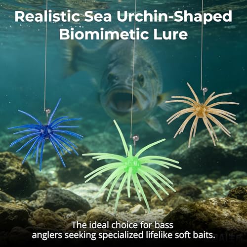 Floating Sea Urchin Creature Baits for Bass Fishing - Mixed Colors, 2.75in, 12 Pcs