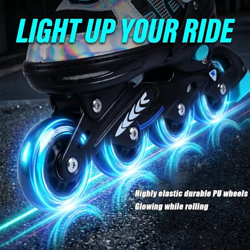 Kids Adjustable Inline Skates for Boys and Girls - Medium Big Kids Teens
