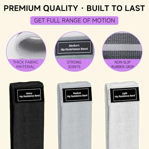 Resistance Bands for Workout, Fabric Loop Bands for Glutes & Legs - Cream Grey Black01