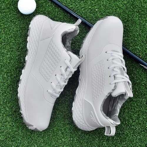 Ultiant Women’s Spikeless Waterproof Golf Shoes - White & Grey, Size 8.5