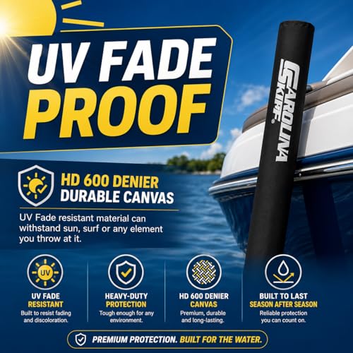 Boat Trailer Guide Pole Pads and Covers Set - 60 Inch Heavy Duty UV Canvas, Black