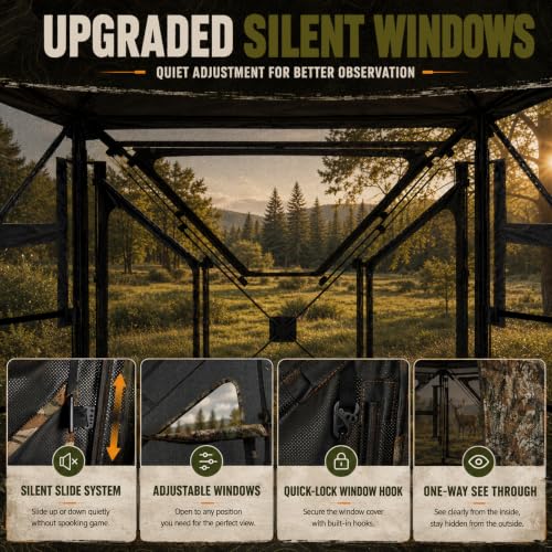 See-Through Hunting Blind with Adjustable Windows & Large Door - Ground Deer Blind