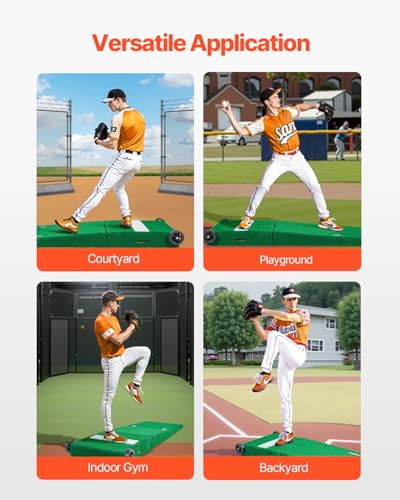 90 Inch Portable Baseball Pitching Mound with Wheels, Green Indoor/Outdoor Training Equipment