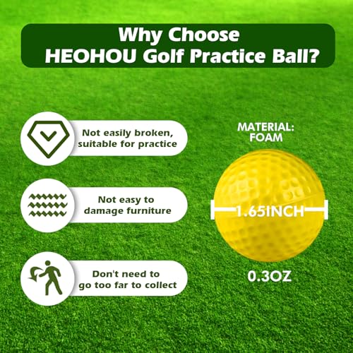 Yellow Foam Practice Golf Balls Set - Backyard Indoor Outdoor Training 35pcs
