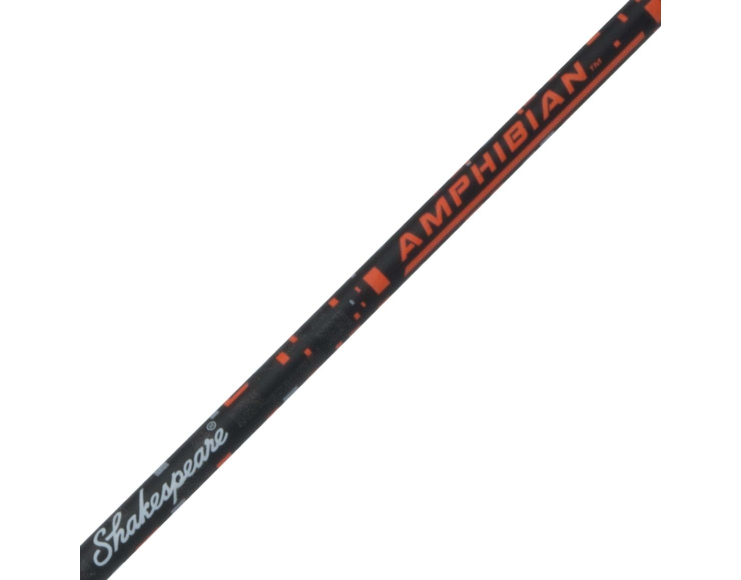 Shakespeare Amphibian Spinning Reel and 5'6" Fishing Rod Combo, Orange, Size 30 Reel, Right/Left Handle Position, 2-Piece Tubular Fiberglass Rod, Pre-Spooled ABS Spool, Oil Felt Drag System