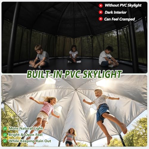 14FT Dome Trampoline Canopy Cover for Round Backyard Trampolines - Black Dome