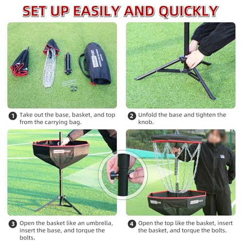 Portable Disc Golf Basket with 16 Heavy Duty Chains - PDGA Approved, Foldable with Carry Bag