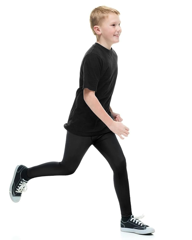 Roadbox Boys Compression Pants Black Medium – Quick-Dry Base Layer Leggings