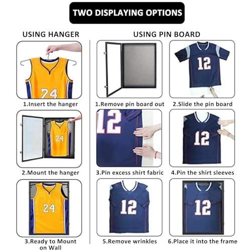 Zmiky Large Black Jersey Display Frame 26x37 with Lock & UV Protection – Shadow Box for Sports Jerseys & Memorabilia, Includes 2 Locks & Black Variation