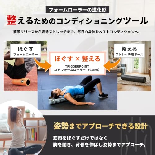 TriggerPoint CORE Foam Massage Roller 36-Inch Gray for Deep Tissue Muscle Recovery