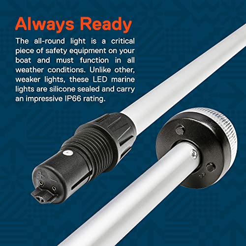 Adjustable 34-60 Inch White Anchor LED Marine Boat Navigation Light - USCG Approved
